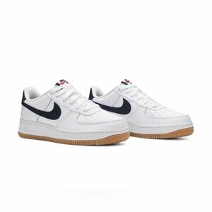 Nike Air Force 1 Low Gs “White Obsdian” Basketball Sneaker size 7Y